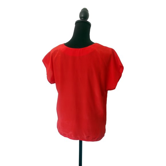 Vintage 1980s New Wave Bright Bold Red  Dolman Sleeve Top - Picture 4 of 5